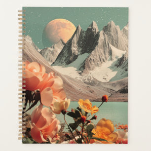 Agenda Paisaje montañoso surrealista con flores florecien