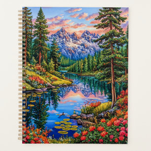 Agenda Paisaje montañoso vibrante reflejo naturaleza