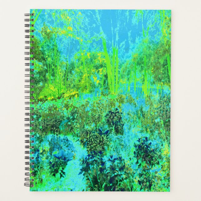 Agenda Paisaje Trippy Lime Green y Blue Garden (Anverso)