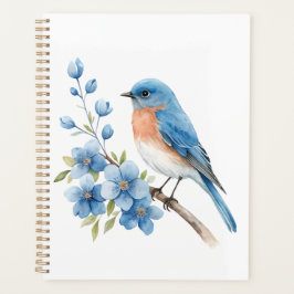Agenda Pájaro azul con flores azules