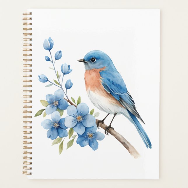 Agenda Pájaro azul con flores azules (Anverso)