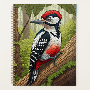 Agenda Pájaro Carpintero Colorido en el Bosque