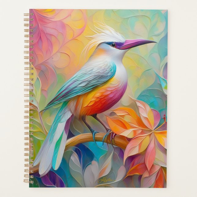 Agenda Pájaro de Fantasía de Pechuga Roja con Billar Rosa (Anverso)