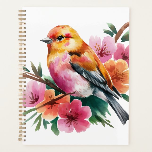 Agenda Pájaro de Flor Rosa (Anverso)
