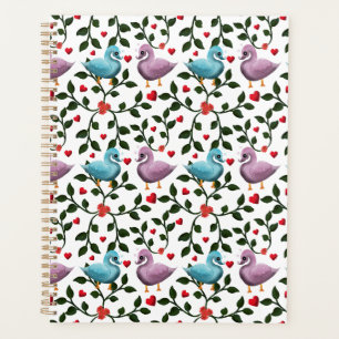 Agenda Pájaros de Amor Adorables Patrón Continuo Romántic