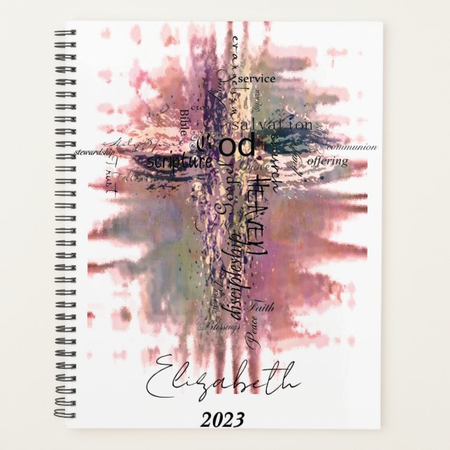 Agenda Palabras cristianas ongosas cruzadas personalizada (Anverso)