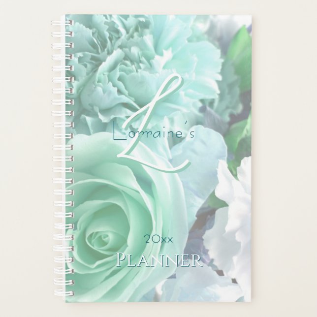 Agenda Pale Teal Rose Secret Gardens Planner (Anverso)