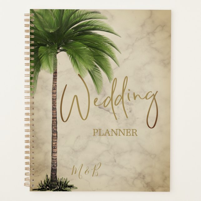 Agenda Palm Tree Tropical Boda de oro moderno elegante (Anverso)