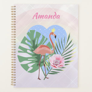 Agenda Palma de hoja tropical Flamingo rosa
