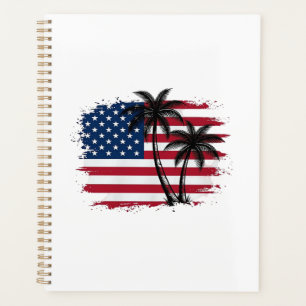 Agenda Palmera Bandera Americana Arte Vectorial Playa Pat