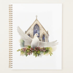 Agenda Paloma blanca con iglesia