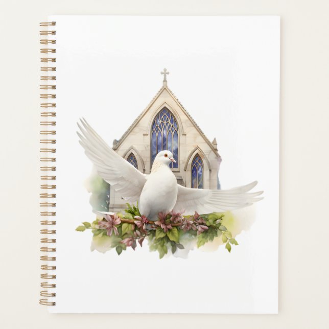 Agenda Paloma blanca con iglesia (Anverso)