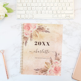 Agenda Pampas grass rose gold florals name 2023