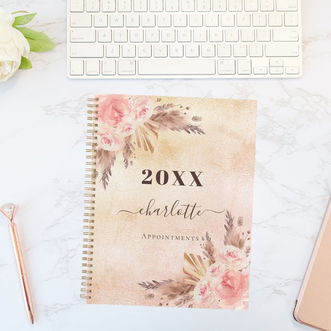 Agenda Pampas grass rose gold florals name 2023 (Subido por el creador)