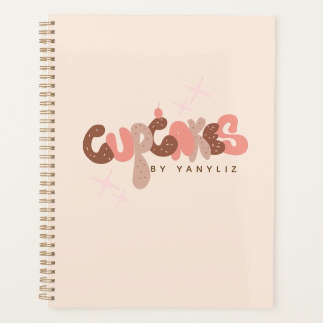 Agenda Panadería  Letra a Mano de Cupcake  Negocio    (Anverso)