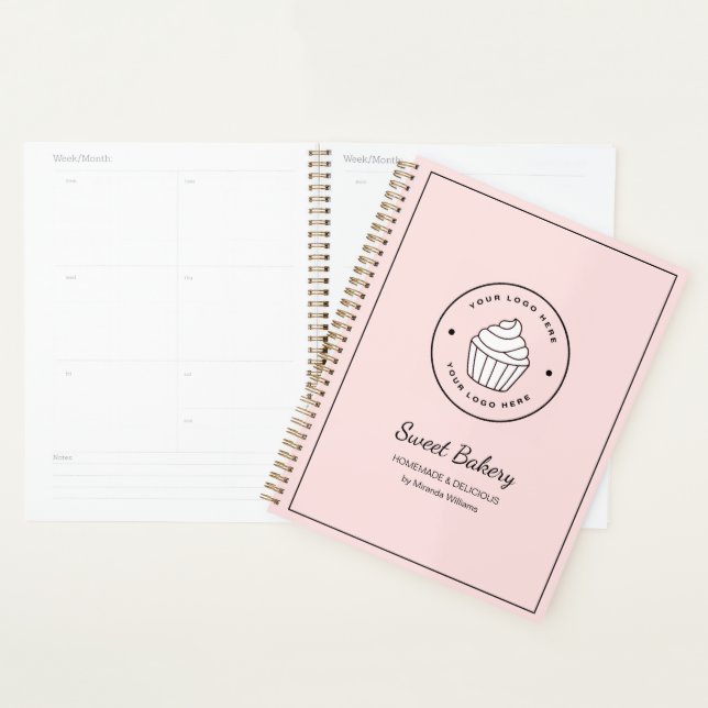 Agenda Panadería Moderna Logo Personalizado Rosa (Demostración)