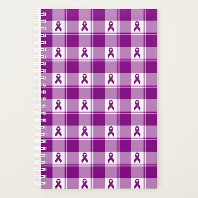 Agenda Pancreatic Cancer Awareness Plaid Planner, Purple (Anverso)