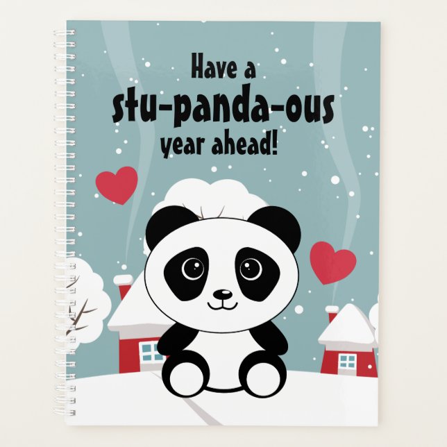 Agenda Panda De Bebé Cuto En Gris De Nieve De Invierno (Anverso)