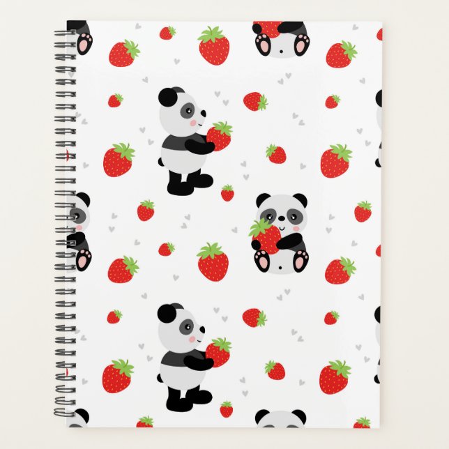 Agenda Panda fofo com morango (Anverso)