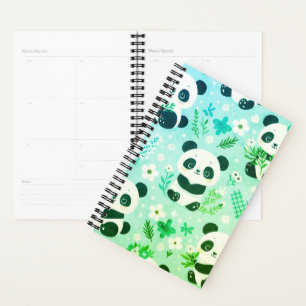 Agenda Panda Patrón de oso Impresión verde