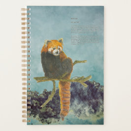 Agenda Panda Rojo Pintado A Mano
