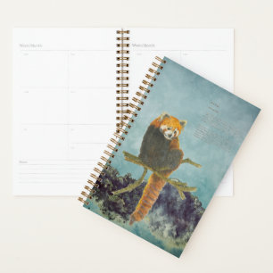Agenda Panda Rojo Pintado A Mano
