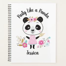 Agenda Panda rosada linda personalizada