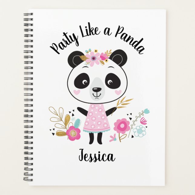 Agenda Panda rosada linda personalizada (Anverso)