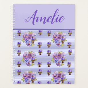 Agenda Pansy Shabby Viola Morple Vintage Flor Floral