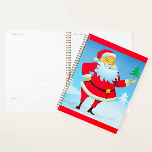 Agenda Papá Noel caprichoso con un pequeño árbol de Navid