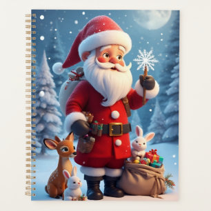 Agenda Papá Noel sosteniendo copo de nieve escena de Navi