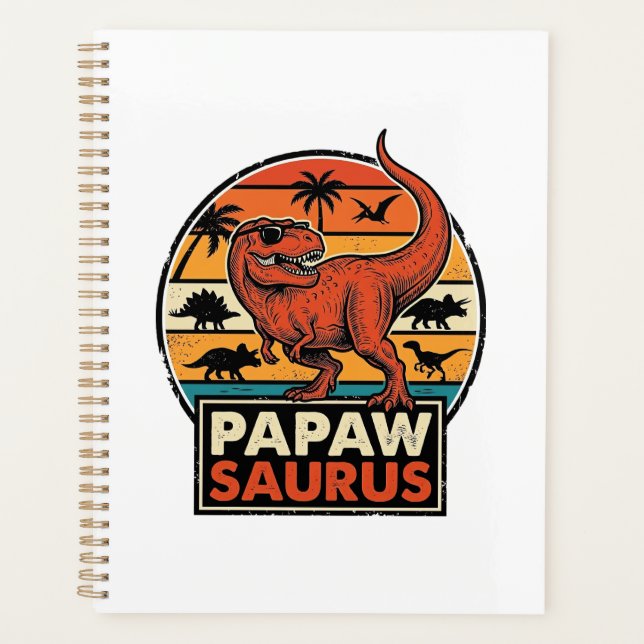 Agenda Papawsaurus Diseño Vectorial Retro Dinosaurio Atar (Anverso)