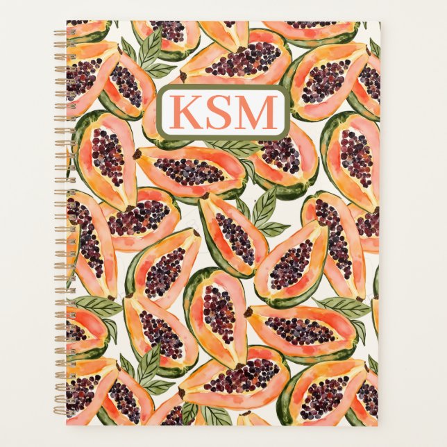 Agenda Papaya Fruit Watercolor (Anverso)