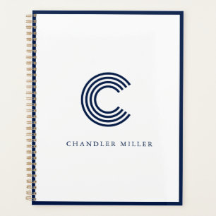 Agenda Papel de carta personalizado con borde azul marino