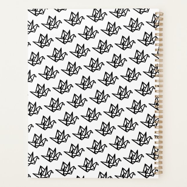 Agenda Papel de color negro y blanco Crane Linocut (Reverso)