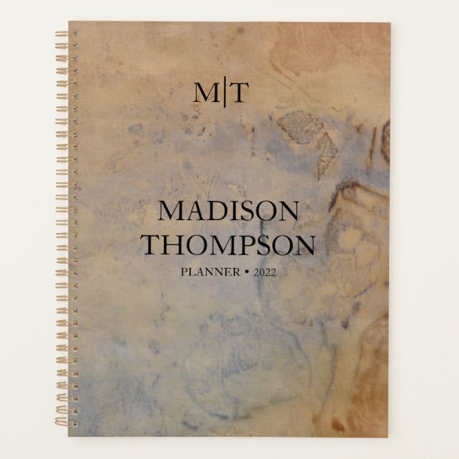 Agenda Papel de época rústico elegante Monograma (Anverso)