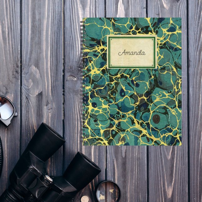 Agenda Papel de mármol antiguo y etiqueta de nombre (Subido por el creador)