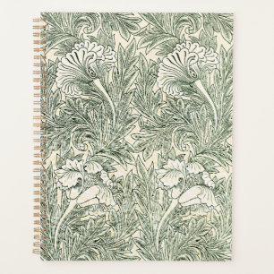 Agenda Papel pintado de tulipán clásico verde de William