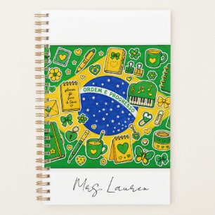 Agenda Papelaría linda inspirada en la bandera de Brasil