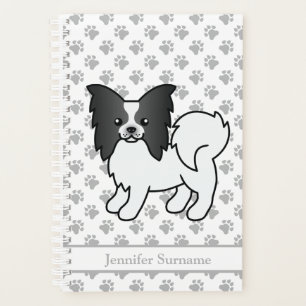 Agenda Papillon blanco y negro perro de dibujos animados