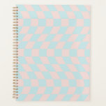 Agenda Paquetes suaves de tablero de cheques retro<br><div class="desc">Chequeros Guay deformados en color azul pastel y rosa pastel. Un bonito diseño psicodélico retro que te lleva a la maravillosa tierra. Pizarra torcida,  ondulada,  baratija,  chequeos deformados,  un planificador de la adormidera de un estudiante de dormitorios a cuadros.</div>