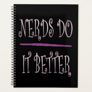 Agenda para Nerds negro con texto elegante
