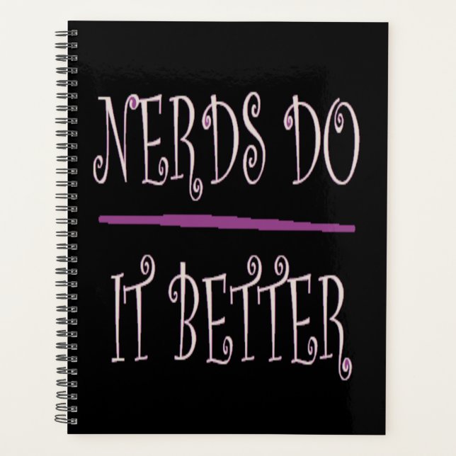 Agenda para Nerds negro con texto elegante (Anverso)