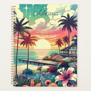 Agenda Paraíso rosa y turquesa Arte de playa