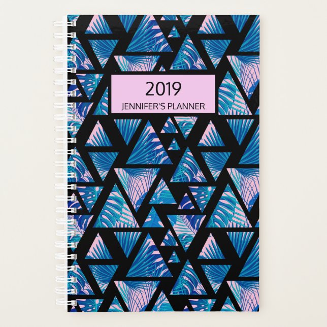 Agenda Paraíso tropical de palma azul rosa 2019 personali (Anverso)