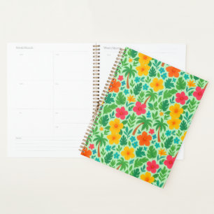 Agenda Paraíso tropical - Hojas de palma y patrón de hibi