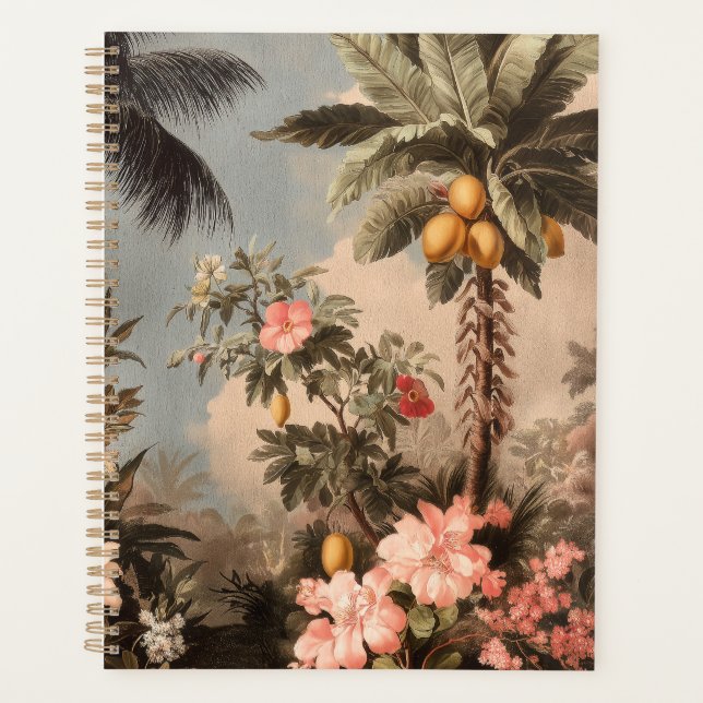 Agenda Paraíso tropical vintage con palmeras (Anverso)