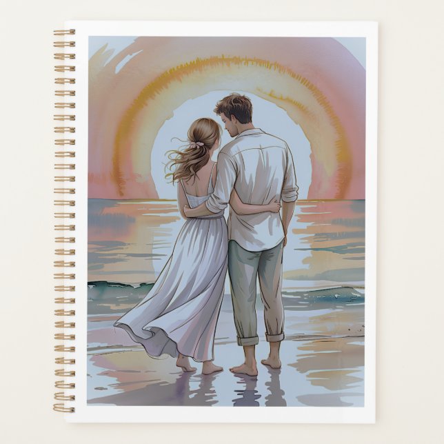 Agenda Pareja en la playa al atardecer (Anverso)