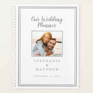 Agenda Pareja personalizada Foto Chic Gris y Blanco Boda