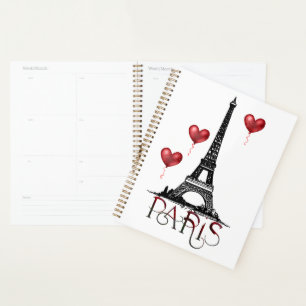 Agenda París, la Torre Eiffel y los globos del corazón ro